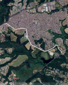 Vista aérea do traçado do Viário Ourimar com duplicação projetada em Serra.