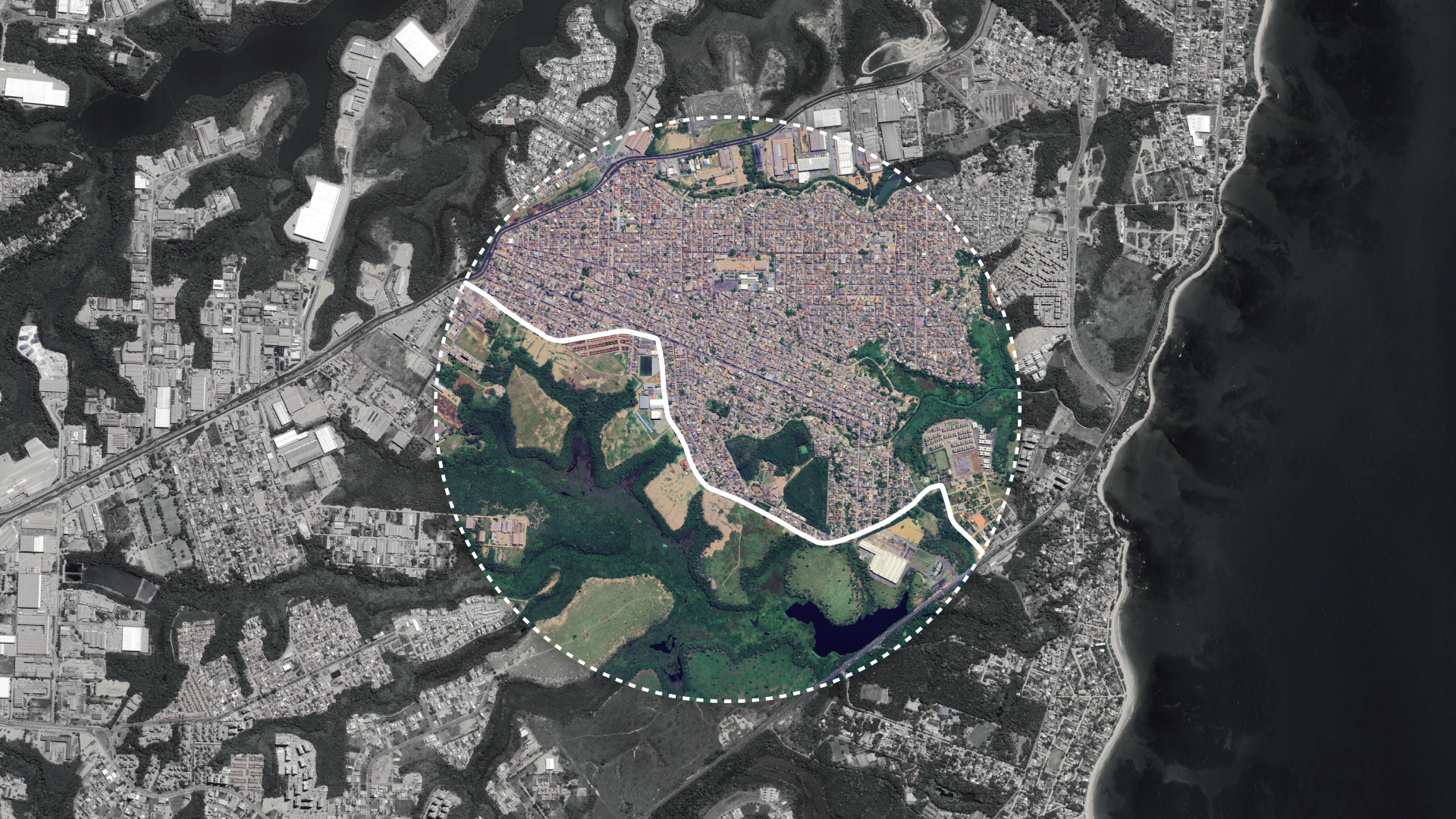 Vista aérea do traçado do Viário Ourimar com duplicação projetada em Serra.