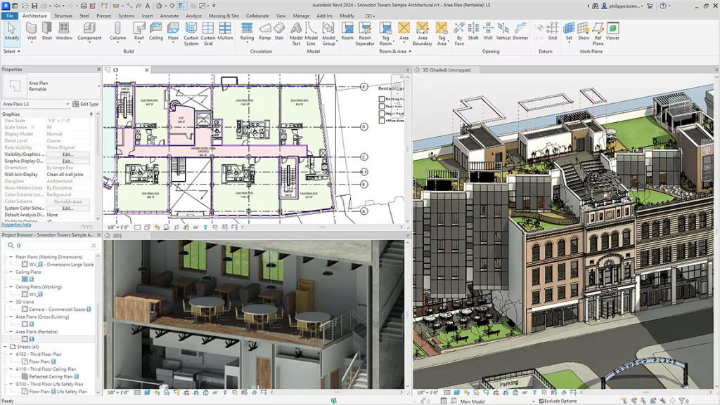 Interface do programa Autodesk Revit